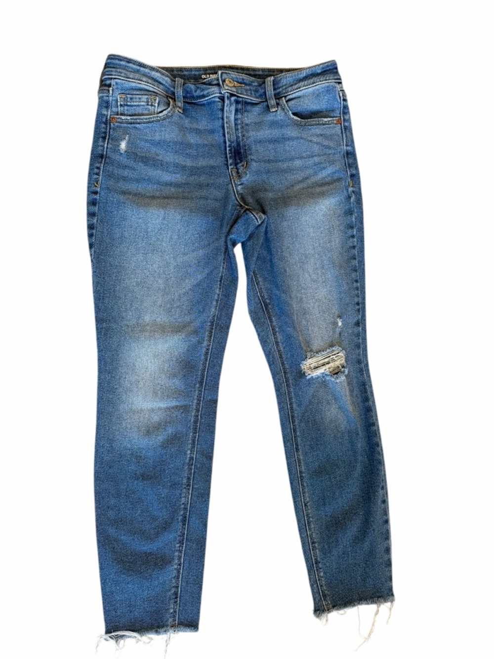 Old Navy Women’s Distressed Mid-Rise Rockstar Super Skinny Capris Jeans size 8